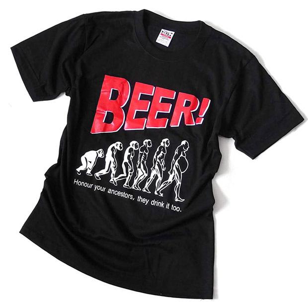 Tシャツ 半袖 おもしろTシャツ BEER ビール 人類の進化 ネタT ペアルック 誕生日プレゼント ブラック ユニセックス パロディ｜eversoul｜08