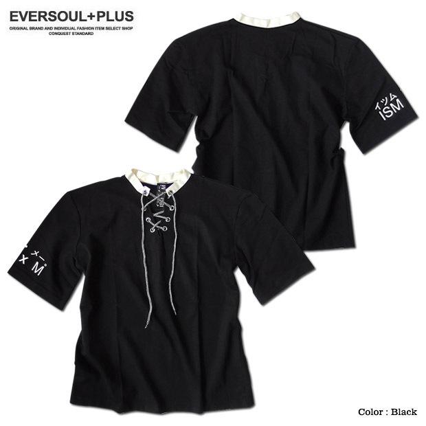 ISMxM Tシャツ カットソー 原宿系 モード系 レースアップ メンズ ワイドシルエット オーバーサイズ パンク ゆったり ドロップショルダー 春 夏 |  | 03