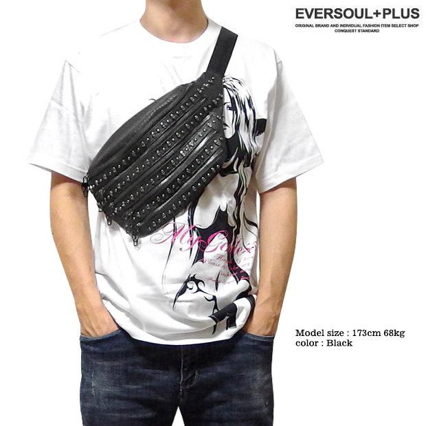 ボディバッグ メンズ ワンショルダー ウエストバッグ ヒップバッグ スカル スタッズ おしゃれ ジッパー フェイクレザー 収納 ポーチ 斜めがけ Eplus1049 Eversoul Plus メンズファッション 通販 Yahoo ショッピング
