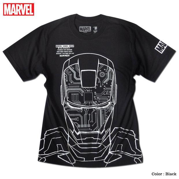 アイアンマン マーベル Ｔシャツ メンズ 半袖 レディース プリント キャラクター トニー スターク MARVEL アベンジャーズ アメコミ tシャツ グッズ ブラック｜eversoul