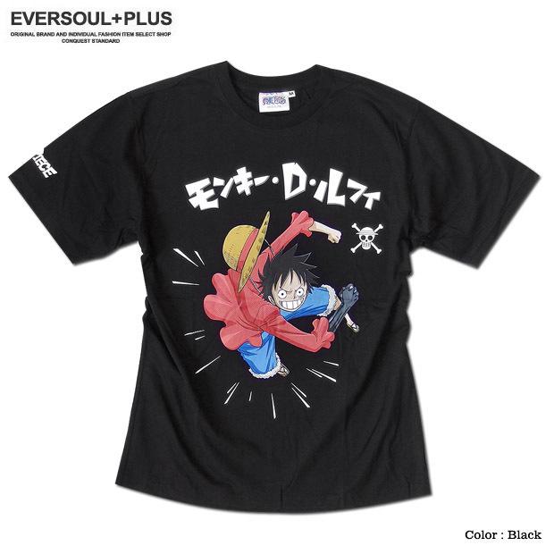 ワンピース ONEPIECE 麦わらのルフィ Tシャツ メンズ ブラック 黒