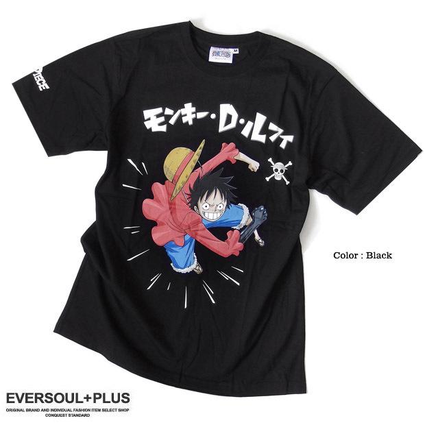 ワンピース ONEPIECE 麦わらのルフィ Tシャツ メンズ ブラック 黒