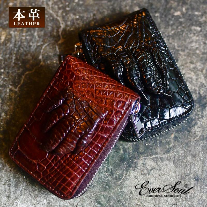ミニ財布 メンズ カードケース クロコダイル 爪つき レザー 革 ミニ財布 メンズ カードケース クロコダイル 爪つき レザー 革