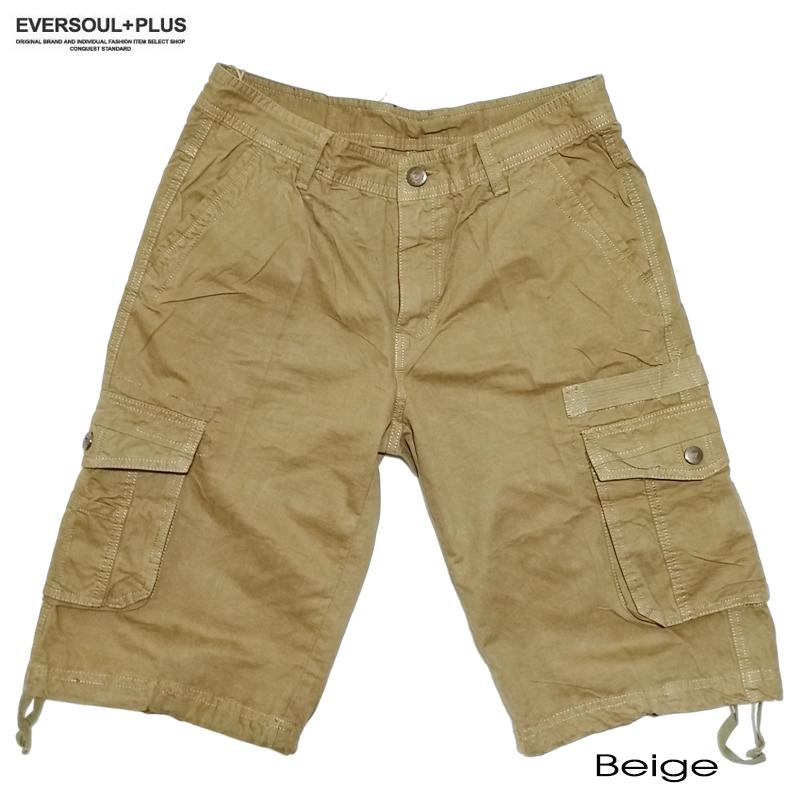 カーゴパンツ メンズ ショートパンツ カーキ ワイド ハーフパンツ 迷彩