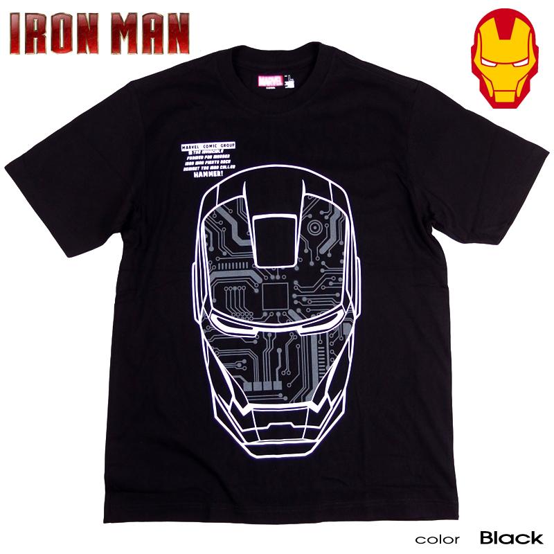 アイアンマン マーベル Ｔシャツ メンズ 半袖 レディース プリント キャラクター トニー スターク MARVEL アベンジャーズ アメコミ tシャツ グッズ ブラック | MARVEL
