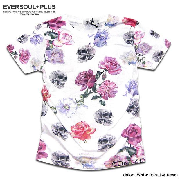 総柄 Ｔシャツ 半袖 メンズ スカル プリント 派手 シャツ ヒップホップ ダンス ビジュアル系 衣装 原宿系 | ブランド登録なし | 04