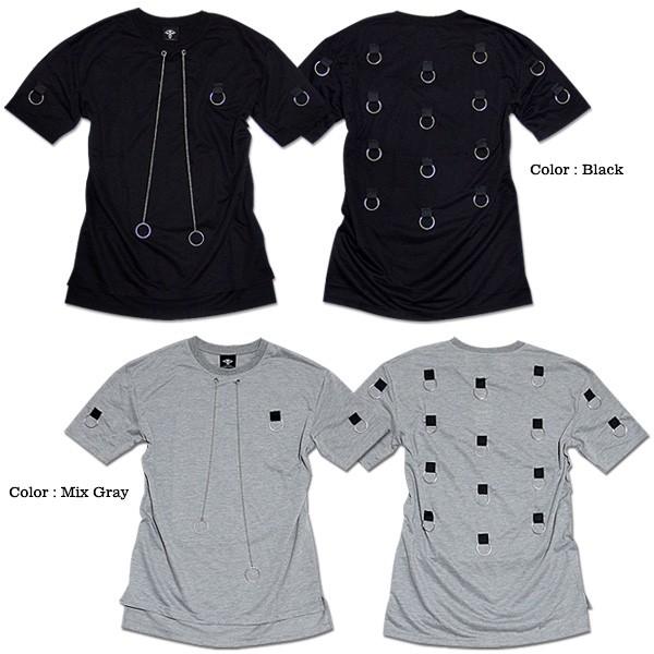 Ｔシャツ メンズ 半袖 チェーン リング パンク ホワイト 白 ビジュアル系 衣装 韓国 ファッション | ブランド登録なし | 05