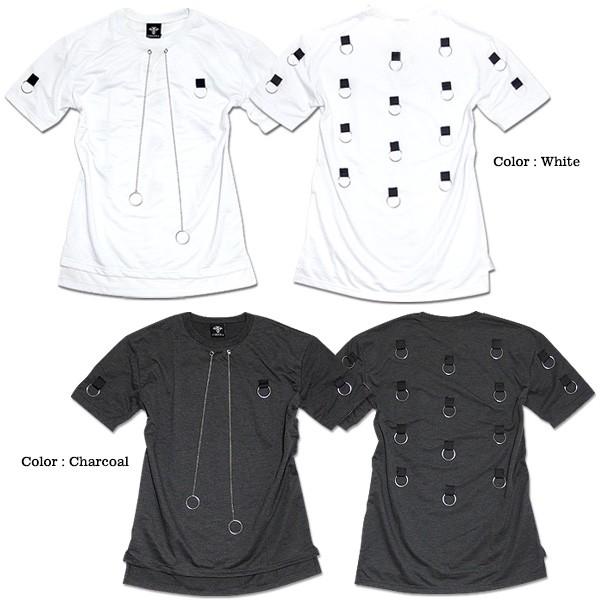 Ｔシャツ メンズ 半袖 チェーン リング パンク ホワイト 白 ビジュアル系 衣装 韓国 ファッション | ブランド登録なし | 06
