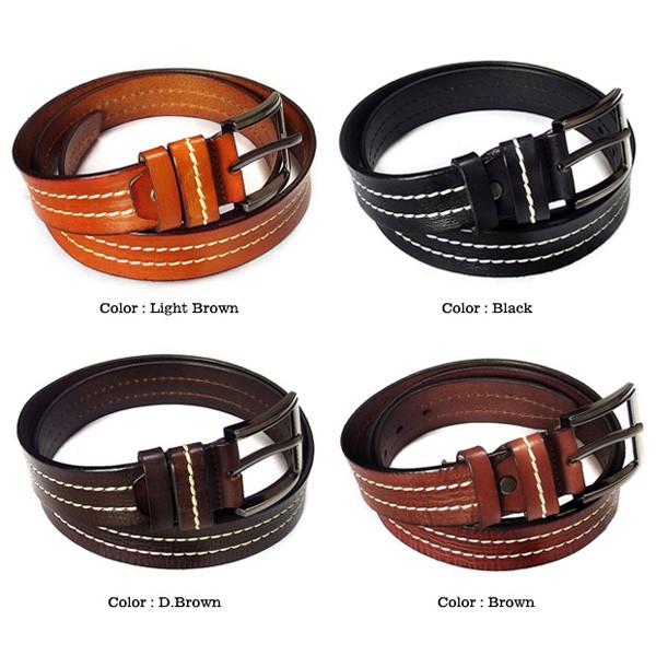 HERMES ブラウンレザーベルト ステッチ入り HERMES H型バックル レザー