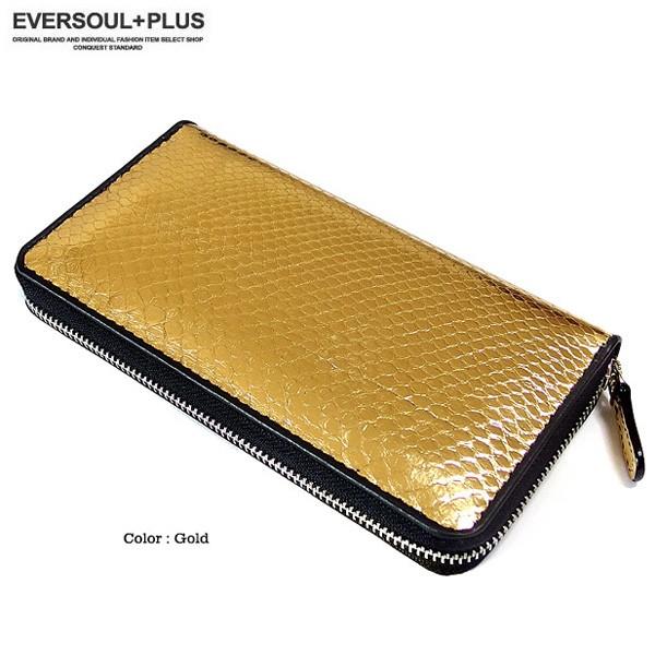 財布 長財布 メンズ 本革 パイソン ヘビ 蛇 革 ラウンドファスナー ロングウォレット 金 ゴールド 金箔 送料無料 |  | 01