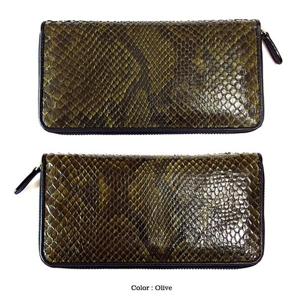 財布 長財布 メンズ 本革 パイソン ヘビ 蛇 革 ラウンドファスナー ロングウォレット 金 ゴールド 金箔 送料無料 |  | 05