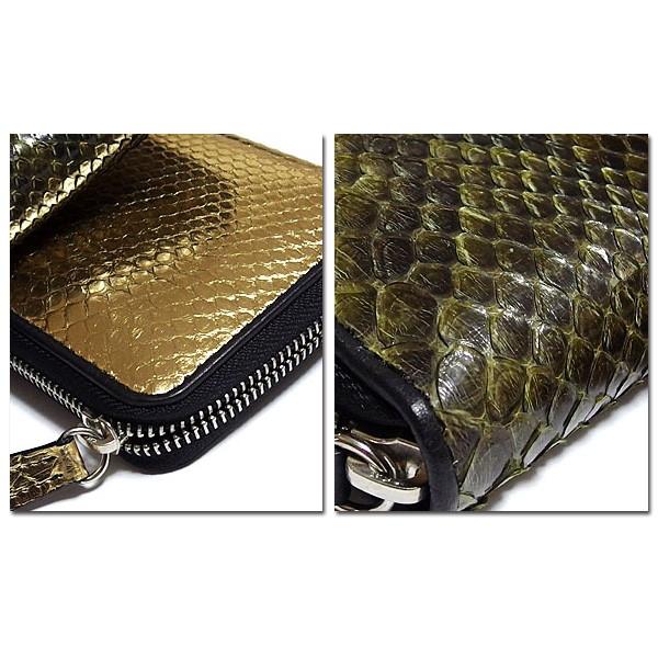財布 長財布 メンズ 本革 パイソン ヘビ 蛇 革 ラウンドファスナー ロングウォレット 金 ゴールド 金箔 送料無料 |  | 09