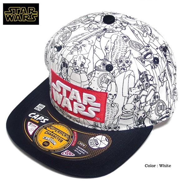 帽子 スターウォーズ STARWARS ストリートキャップ メンズ ベースボールキャップ 刺繍 ロゴ 総柄 ダンス グッズ 白 ホワイト | 