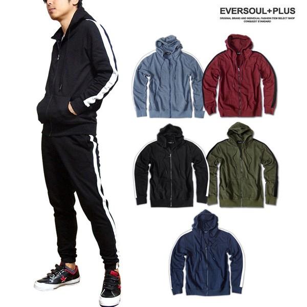 ジップパーカー メンズ 裏起毛 パーカー ライン 無地 おしゃれ