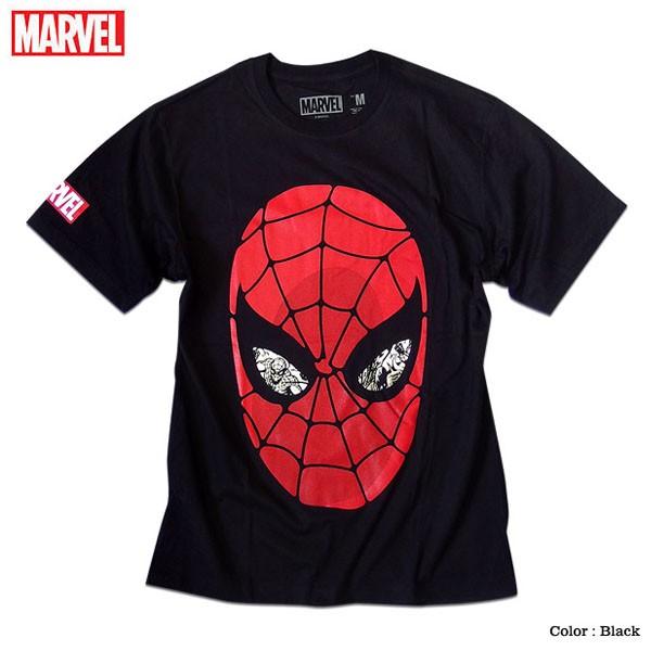 マーベル Tシャツ 半袖 スパイダーマン プリント キャラクター MARVEL アメコミ tシャツ グッズ メンズ キャラクター 黒 ブラック