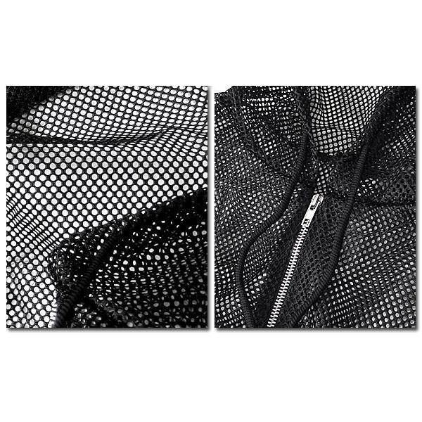 ジップパーカー メンズ メッシュ シースルー パーカー 半袖 ロング丈 ブラック 黒 ビジュアル系 バンド 衣装 ジップアップ ロングパーカー |  | 06