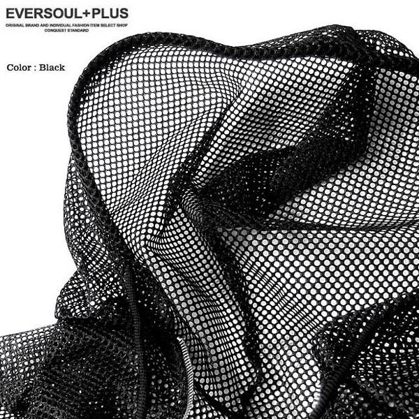 ジップパーカー メンズ メッシュ シースルー パーカー ロング丈