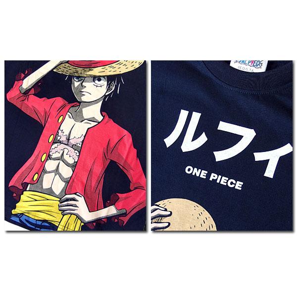 ワンピース ONEPIECE 麦わらのルフィ Tシャツ メンズ ネイビー アニメ グッズ ルフィ 原宿系 麦わら海賊団 ロゴ プリント 海外モデル｜eversoul｜07