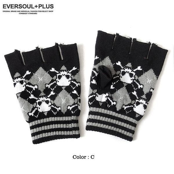 手袋 指無し スカル メンズ レディース ユニセックス ROCK 骸骨 指穴