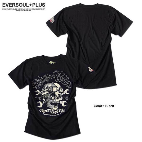 Tシャツ メンズ スカル バイカー ロゴ プリント 半袖 ビンテージ
