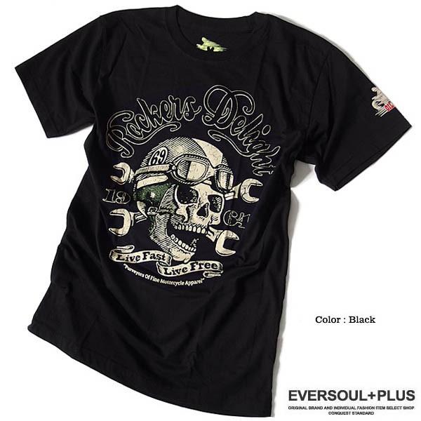Tシャツ メンズ スカル バイカー ロゴ プリント 半袖 ビンテージ