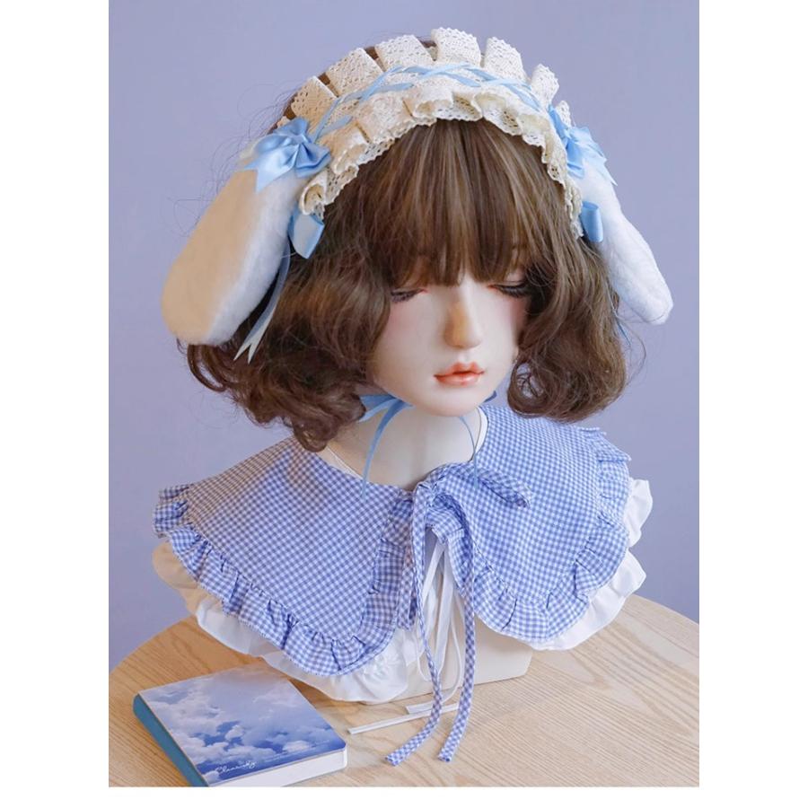 ロリータ ヘッドドレス 垂れ耳 うさ耳 ケモ耳 兎耳 カチューシャ