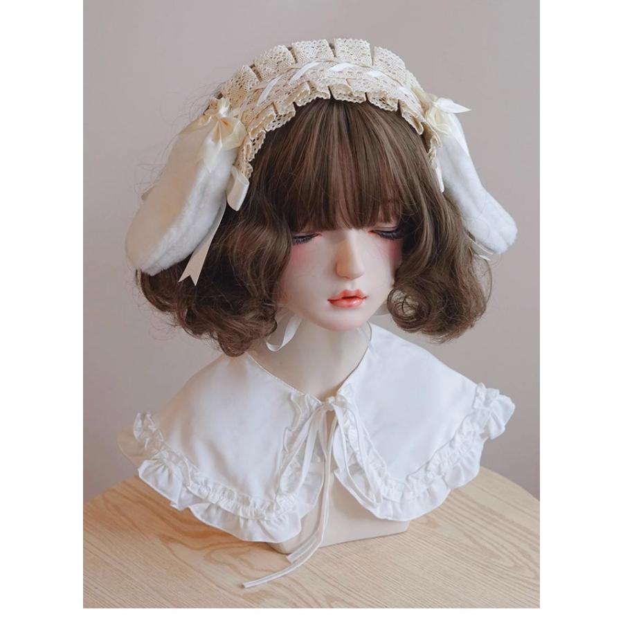 ロリータ ヘッドドレス 垂れ耳 うさ耳 ケモ耳 兎耳 カチューシャ