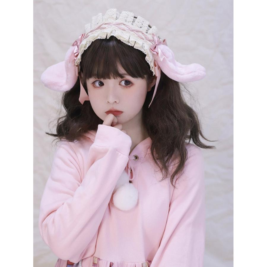 ロリータ ヘッドドレス 垂れ耳 うさ耳 ケモ耳 兎耳 カチューシャ