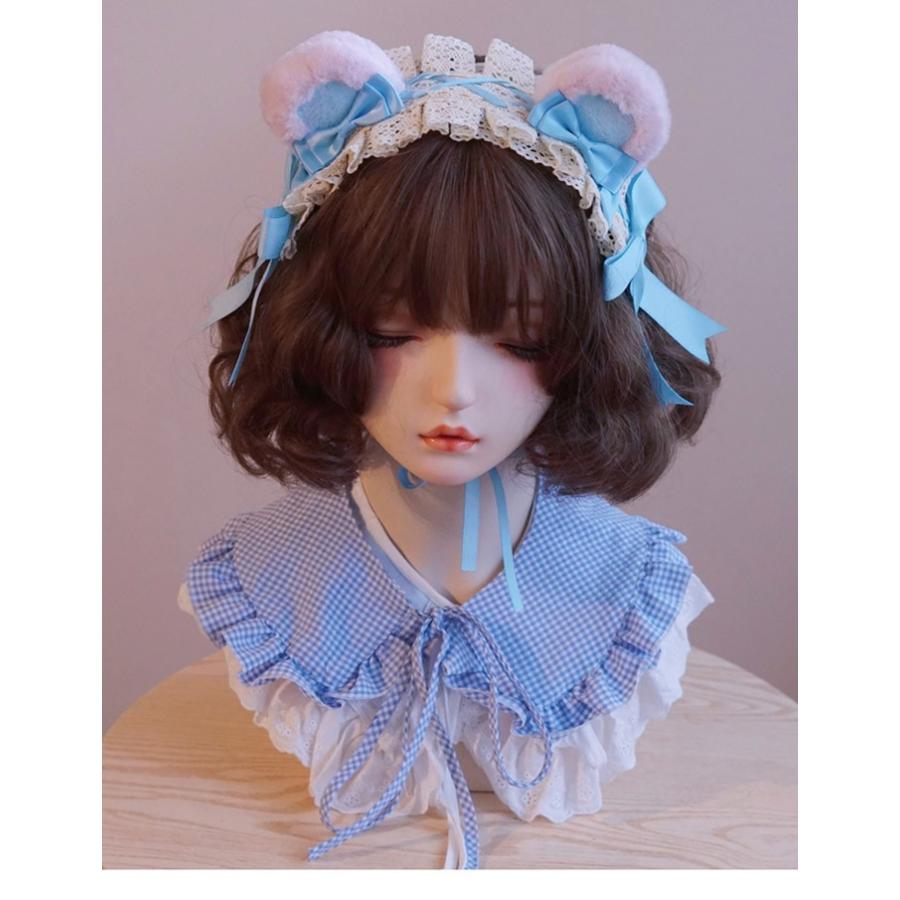 湯 ぬい服 テディベアなフリルドレス クマ耳ヘッドドレスセット 4点 湯 ぬい服 テディベアなフリルドレス クマ耳ヘッドドレスセット 4点