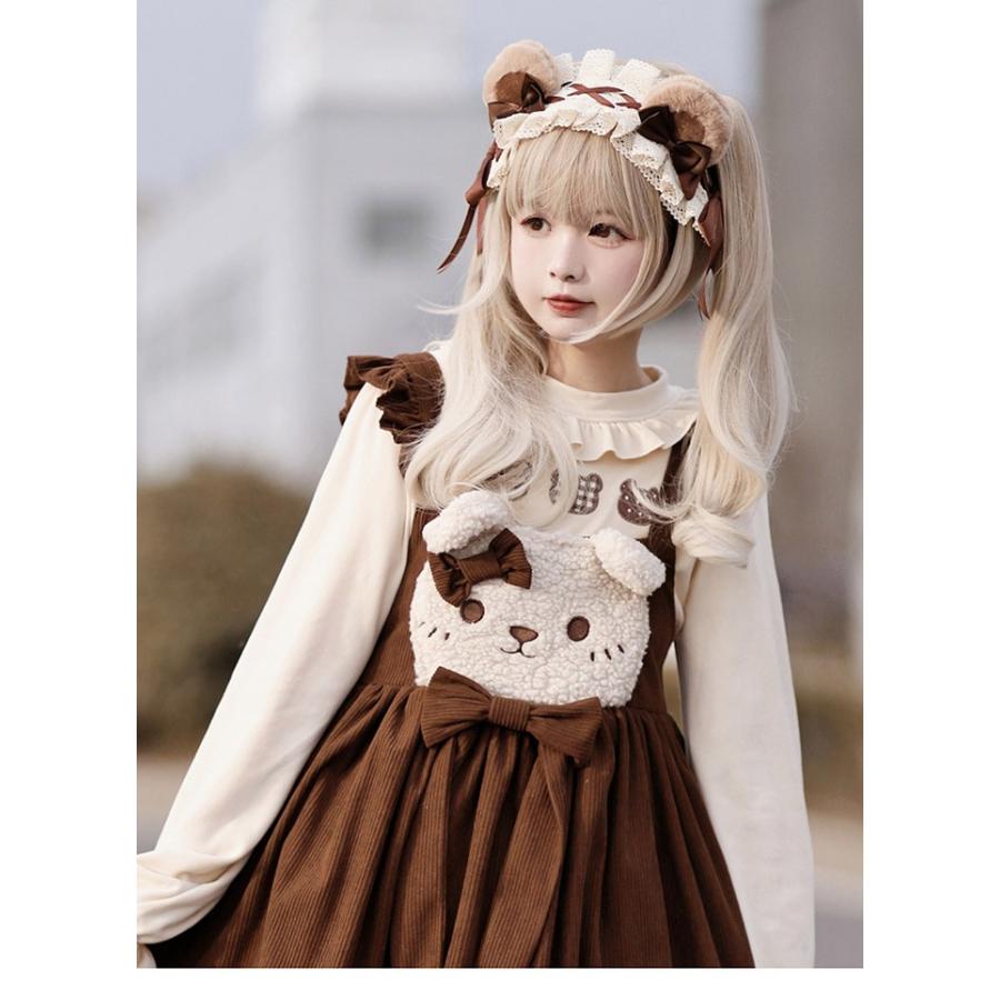 ロリータ ヘッドドレス クマ耳 熊耳 ケモ耳 カチューシャ フリル