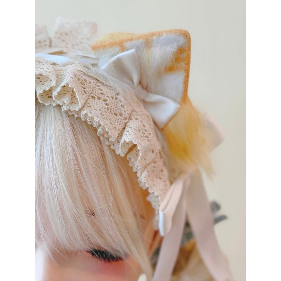 ロリータ ヘッドドレス 猫耳 ネコ耳 ケモ耳 カチューシャ フリル レース リボン 耳付き かわいい モコモコ 耳あて風 コスプレ小物 ヘアアクセサリー |  | 03