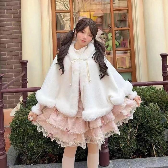 ファーケープ コート レディース アウター 秋冬 ショート丈 フェイク