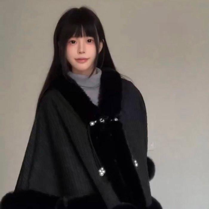 ファーケープ コート レディース アウター 秋冬 ショート丈 フェイク