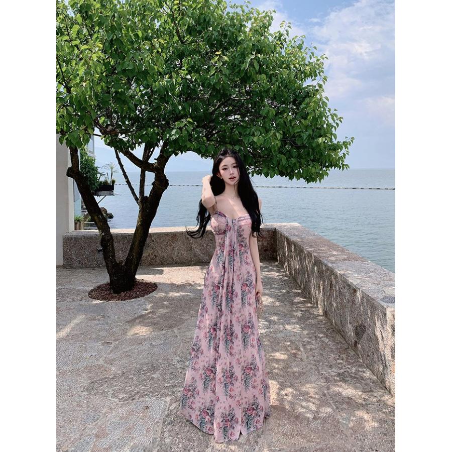 リゾートワンピース マキシ丈 ロングワンピース キャミソール