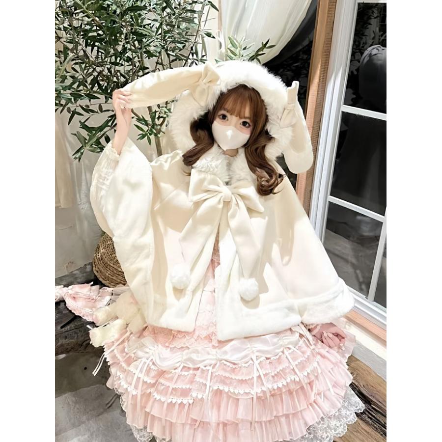 ポンチョ コート うさぎ耳 うさ耳 ロリータ ロリィタ 甘ロリ フード