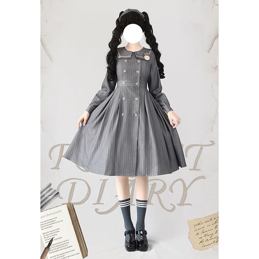 ロリータ ワンピース レディース ロング lolita フレアスカート イギリス風 可愛い 大人 カーキ ベージュ グレー M L XL 2XL cm070t2t2l9 ロリータ ワンピース レディース ロング lolita フレアスカート