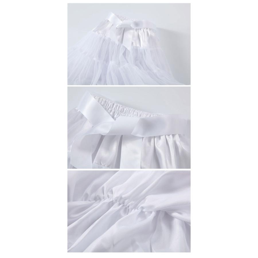 パニエ ペチコート チュチュスカートパニエ フリル ホワイト ロリータ風 フリーサイズ ふんわり綺麗なドレス  Aライン イベント用 文化祭 |  | 03