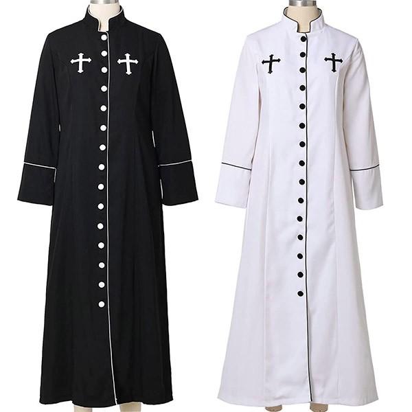牧師服 神父 クロス cos衣装 イラスト キリスト教 ローブ 仮装 コスチューム コスプレ衣装 ハロウィン クリスマス 記念 劇 黒 白 ...