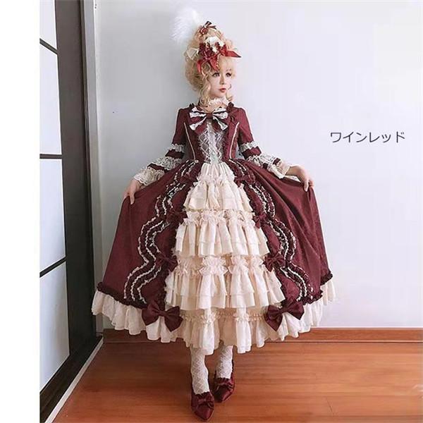 ロリータ ワンピース コスプレ リボン 姫袖 lolita衣装 仮装 衣装