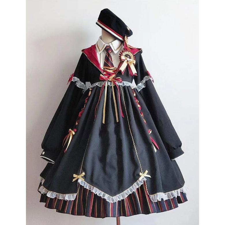 ワンピース ロリータ ハイウエスト 膝丈 学生風 魔法使い レディース