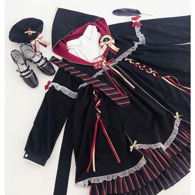 ワンピース ロリータ ハイウエスト 膝丈 学生風 魔法使い レディース