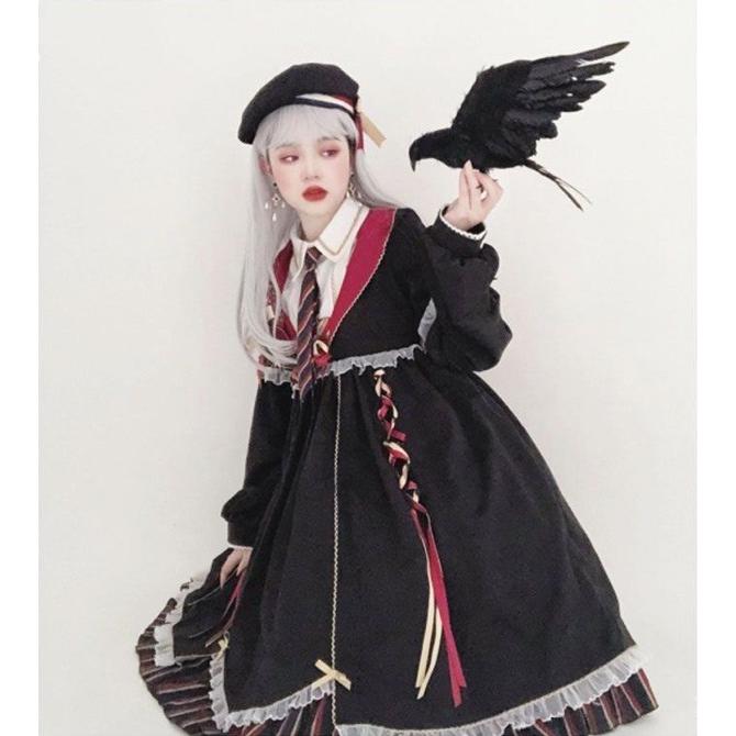 ワンピース ロリータ ハイウエスト 膝丈 学生風 魔法使い