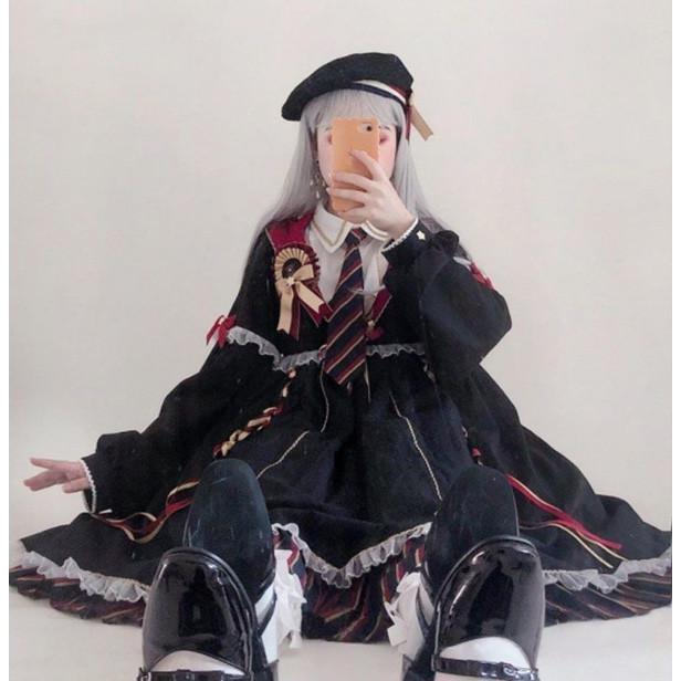 ワンピース ロリータ ハイウエスト 膝丈 学生風 魔法使い レディース