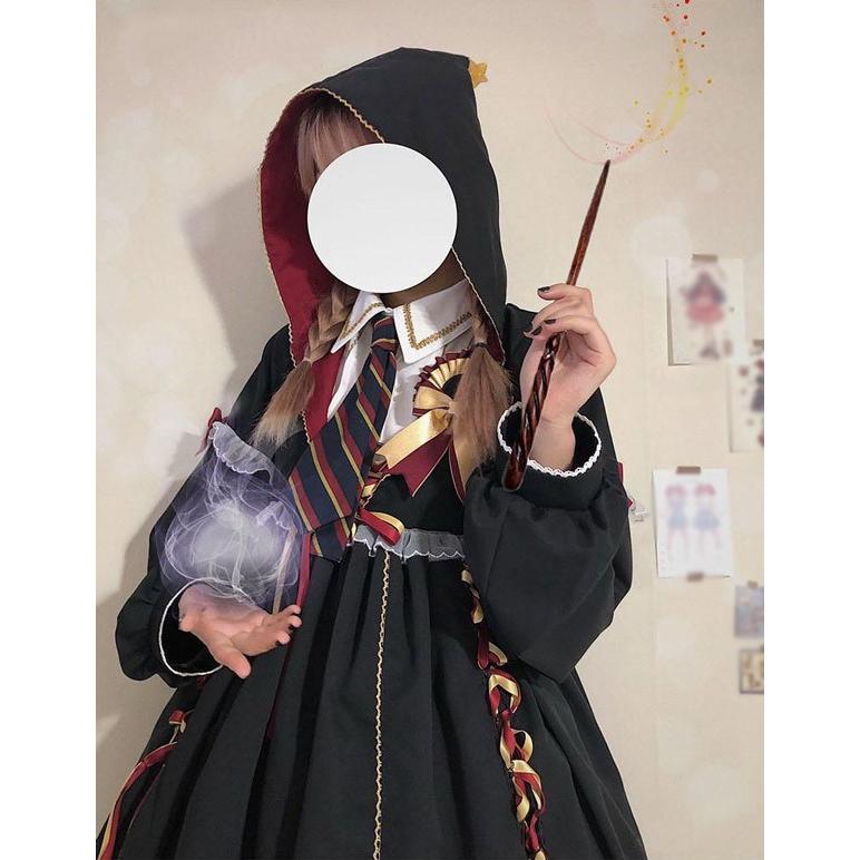 ワンピース ロリータ ハイウエスト 膝丈 学生風 魔法使い