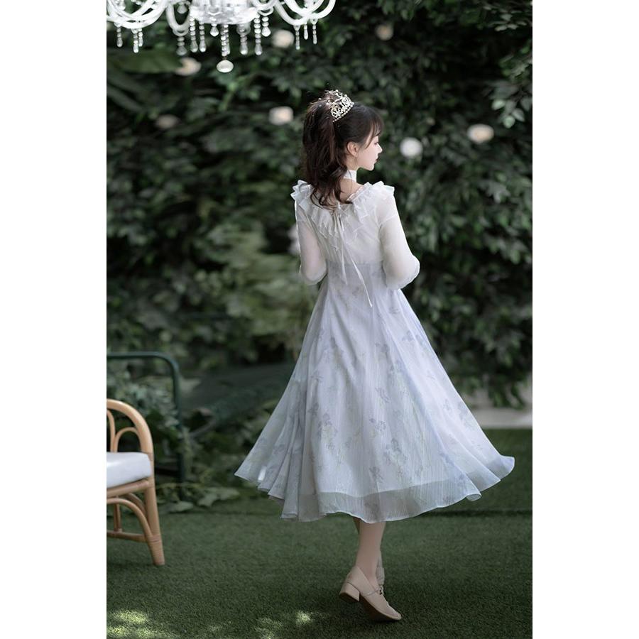 ロリータ ワンピース リボン Aライン Lolita ゆめかわ フリル 可愛い 萌え萌え 友達 姉妹 プレゼント レディース コスチューム 仮装 学園祭の画像