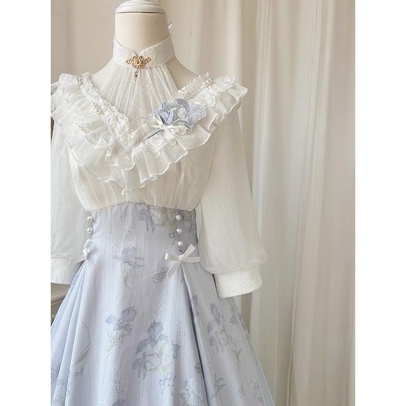 ロリータ ワンピース リボン Aライン Lolita ゆめかわ フリル 可愛い 萌え萌え 友達 姉妹 プレゼント レディース コスチューム 仮装 学園祭の画像