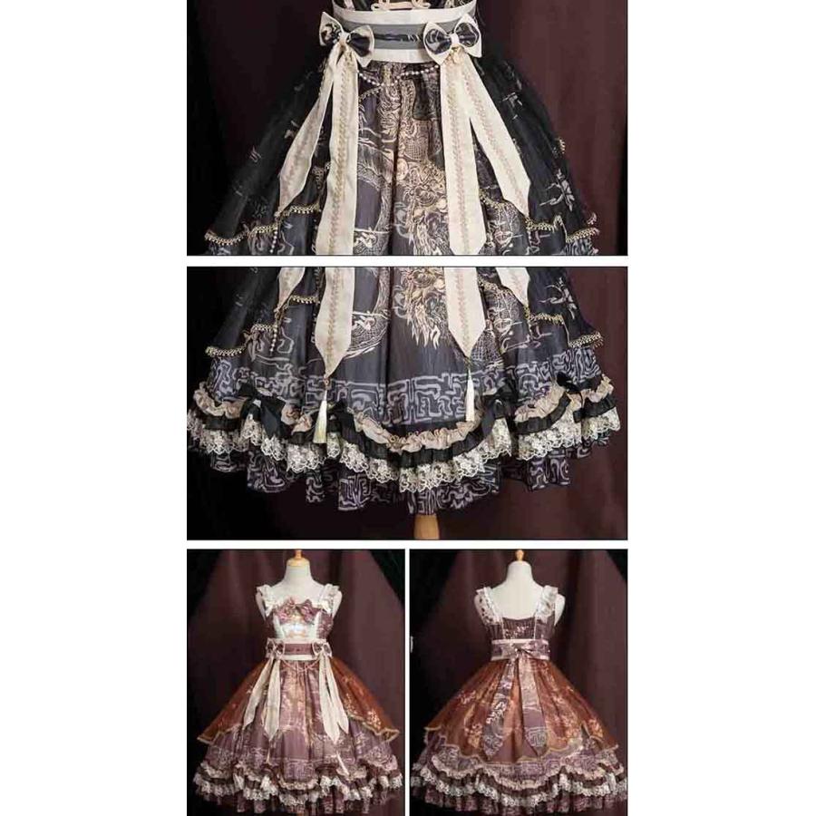 ロリータ ワンピース ゴスロリ Aライン Lolita リボン レディース コスチューム 衣装 かわいい フリル 仮装 パーティ 髪飾り イベントの画像