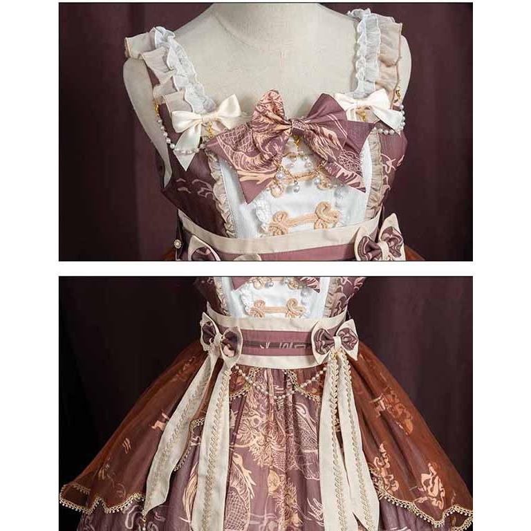 ロリータ ワンピース ゴスロリ Aライン Lolita リボン レディース コスチューム 衣装 かわいい フリル 仮装 パーティ 髪飾り イベントの画像