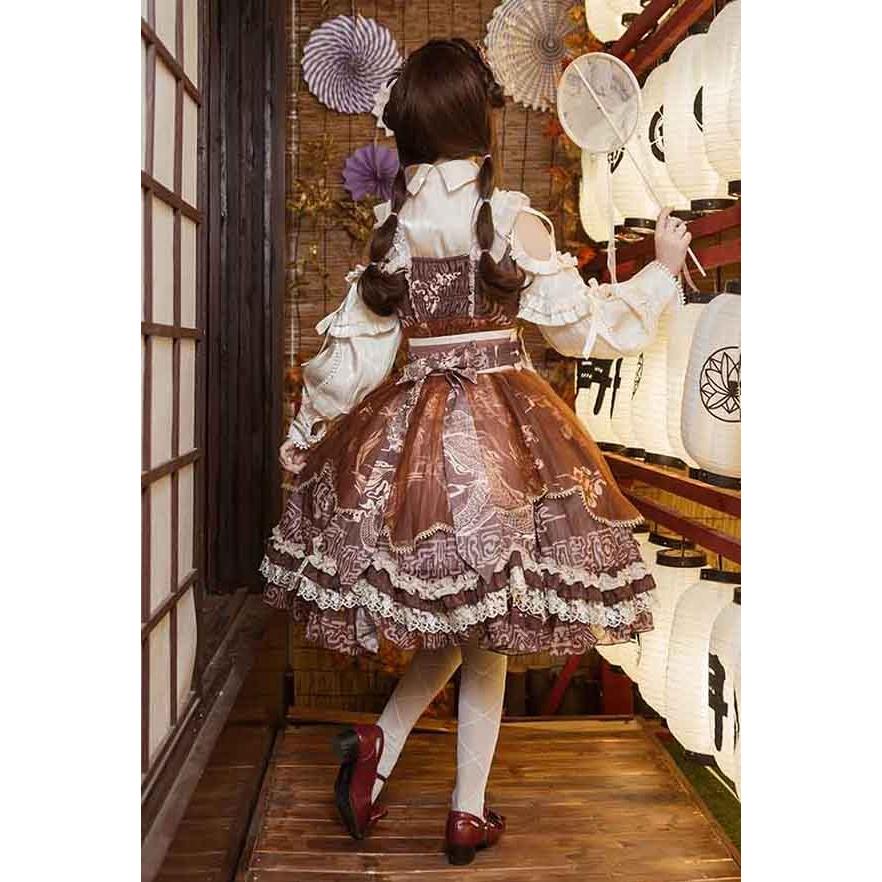 ロリータ ワンピース ゴスロリ Aライン Lolita リボン レディース コスチューム 衣装 かわいい フリル 仮装 パーティ 髪飾り イベントの画像