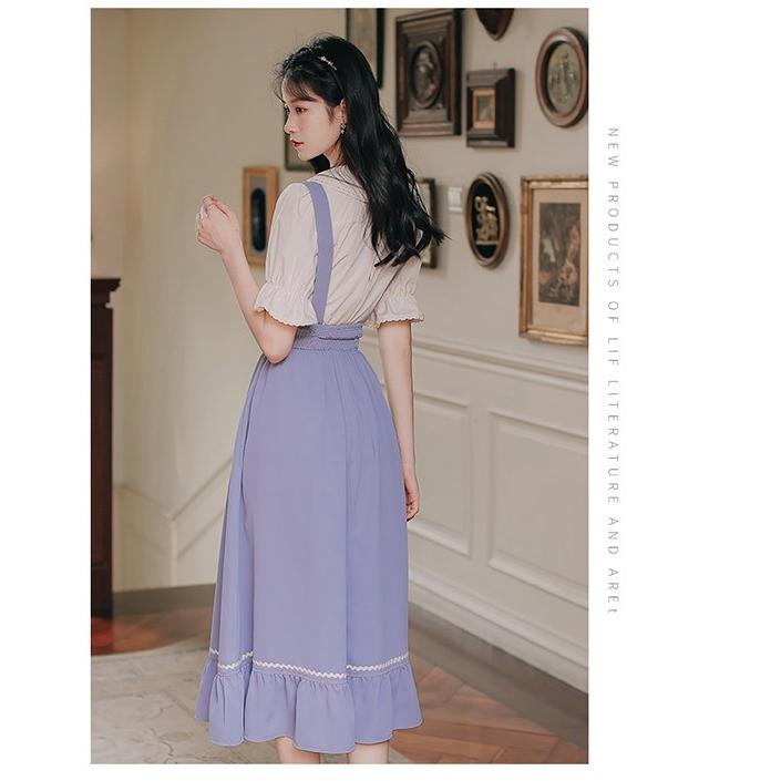 洋服 ロリータ ブラウス 3点セット 3カラー 半袖 サスペンダースカート